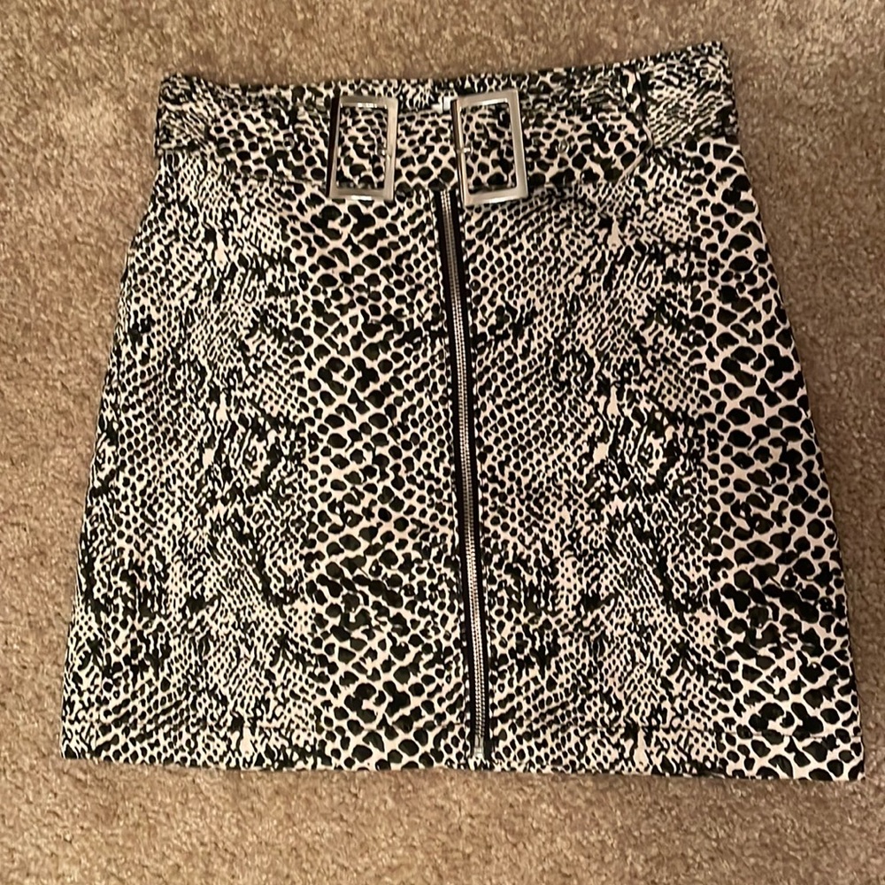 Top shop snake print denim mini skirt